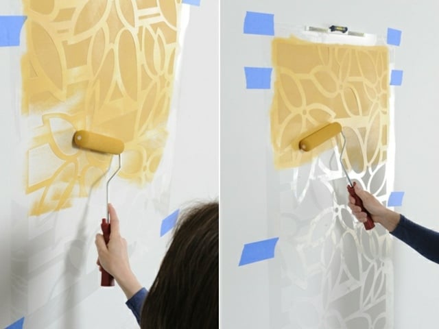 Anleitung Wandschablone auftrangen Wände streichen