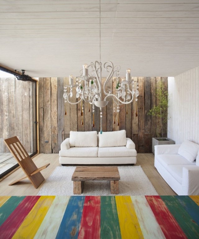 gestaltung mit Holz-Altholz Effekt-Wohnzimmer Wanddesign
