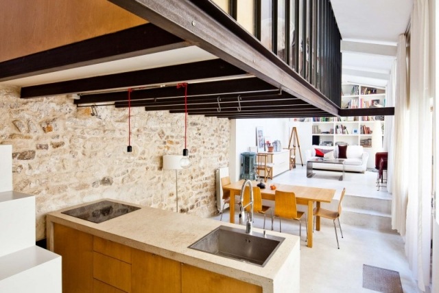 raumgestaltung mit Ziegeln-Maisonette Wohnung-Studio loft stil 