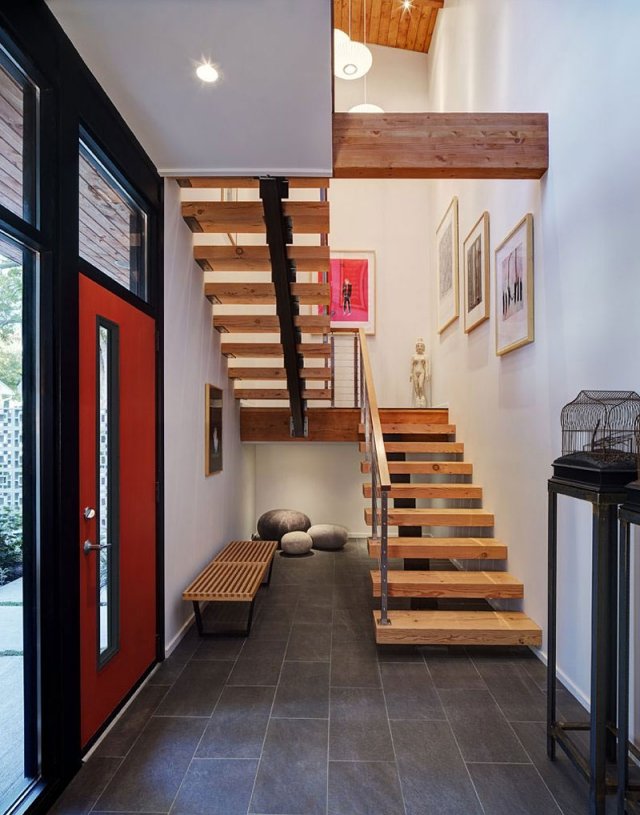 Wangentreppe Holz designs ideen modern Midvale Courtyard-Haus