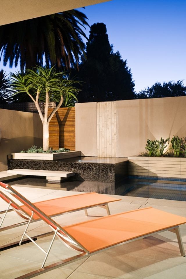 Wassergarten Pflanzen Palmen design sonnenliegen-Sichtschutz Schwimmbecken