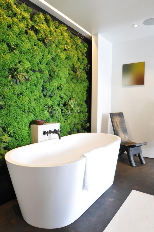 Zimmerpflanzen-Deko badezimmer vertikaler garten badewanne weiß