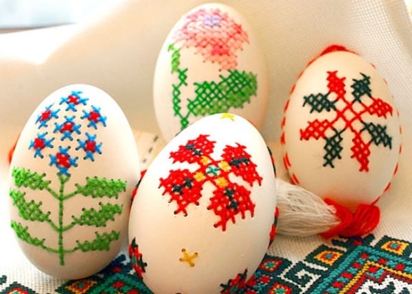 osteuropäische ausgepustete eier muster Garn blumenmotive