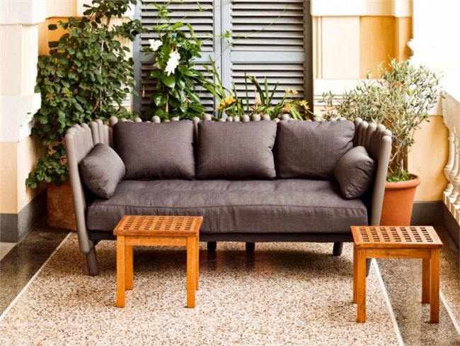 aussenmöbel design lounge dunkelgrau CANISSE Polyethylen sofa serralunga