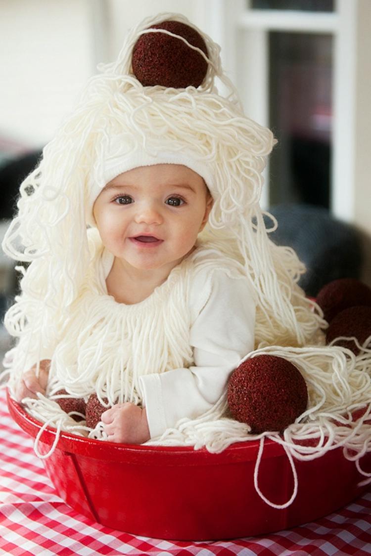 baby-faschingskostüme spaghetti-fleischbällchen-wolle-niedlich