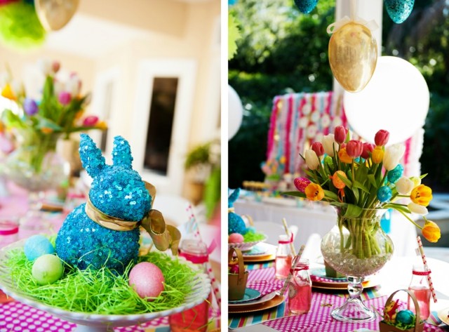 Ostern Blumen Tischläufer kariert Kinder Geburtstagsparty
