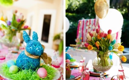 bunte-ostertafel-ideen-selber-machen-hasenfiguren-tulpen