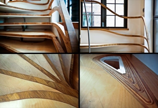 design-treppe holz atmos studio fließende formen stufen bau