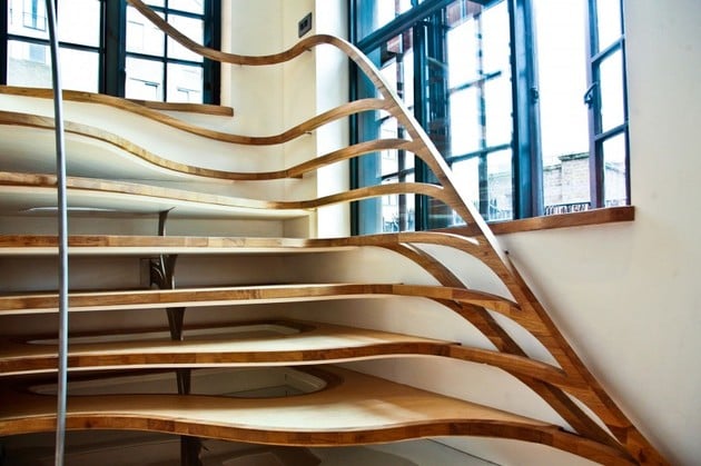 design treppe holz atmos studio lebendige struktur treppenhaus