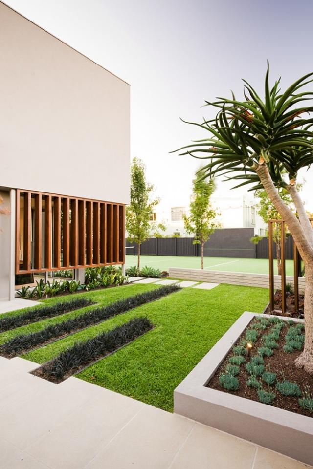 exotischer Garten-grüne Pflanzen-Palmengarten Architektur-landschaft