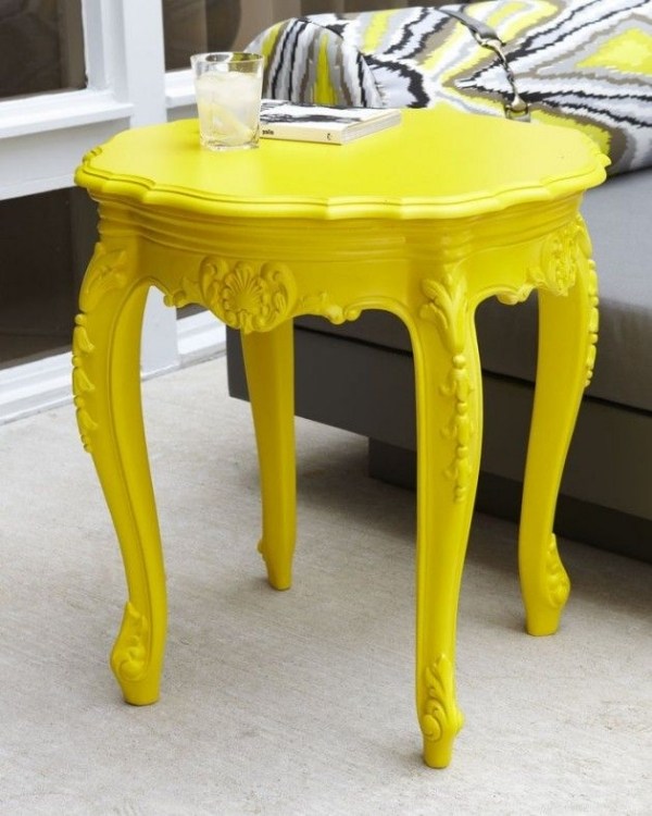 frische Renovierungsideen-Möbel-lack farbe effekt gelb Beistelltisch