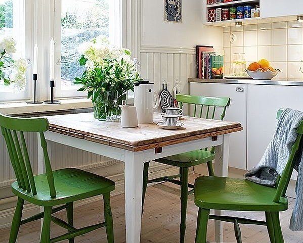 frische renovierungsideen-stühle streichen grün Küche-auffrischen