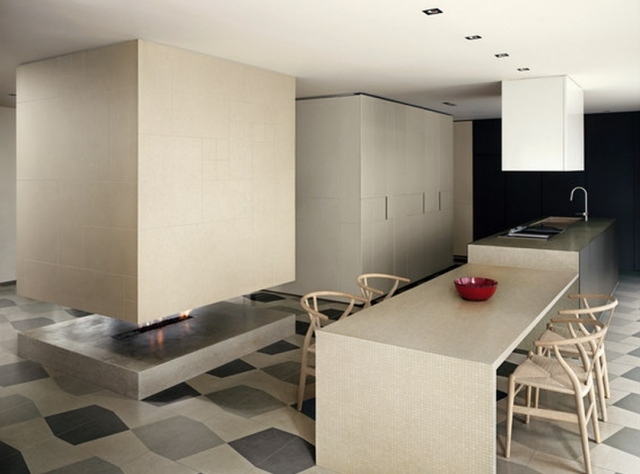 geometrische Bodenfliesen Küche Bodengestaltung faszinierender Charakter
