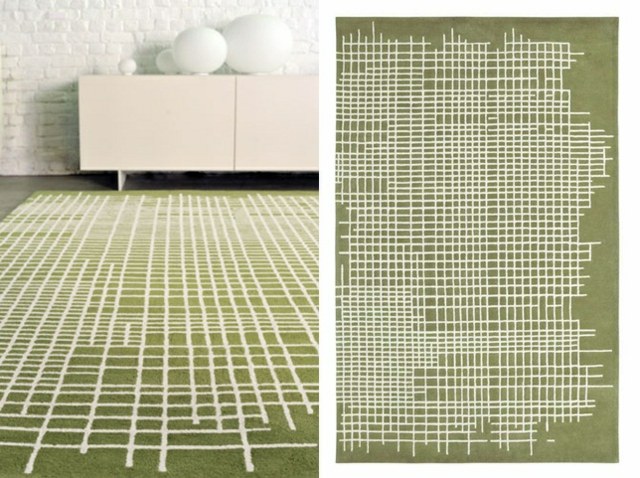 Muster Teppich Design Ideen grün weiß