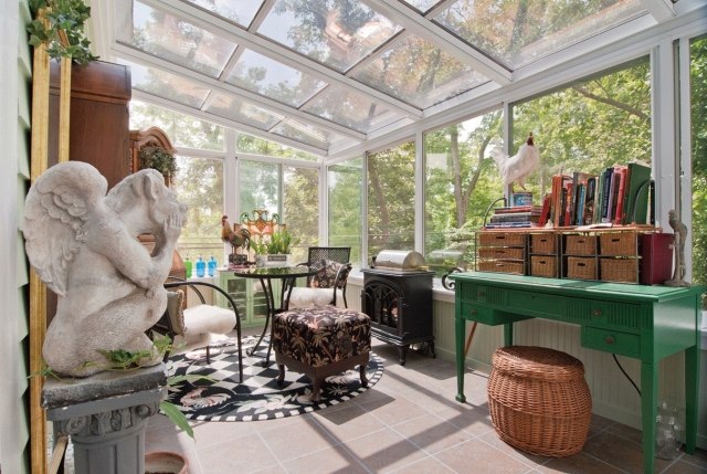 ideen Einrichtung des Wintergartens vintage eklektisch glas dach