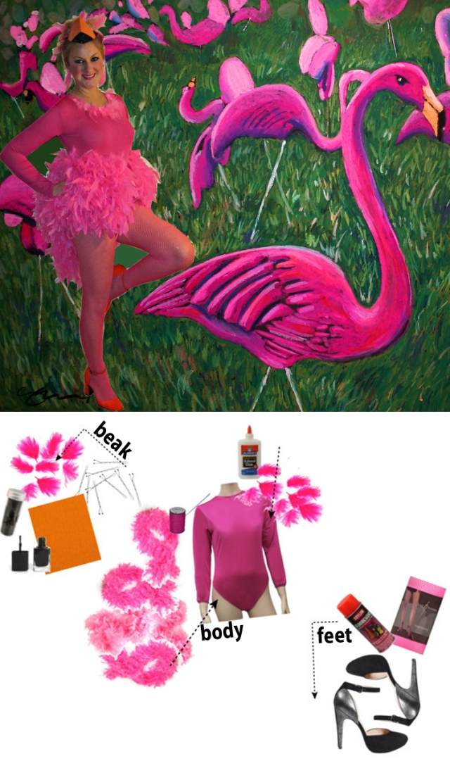 kostüm zusammenstellen idee pink federboa Flamingo 