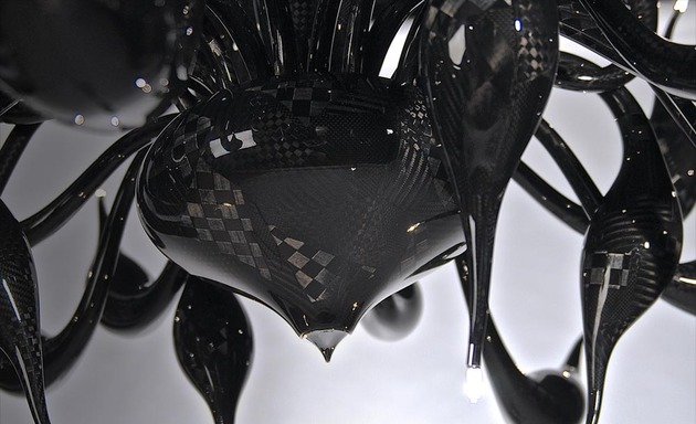kronleuchter design schwarz modern carbon material lu murano technolugy
