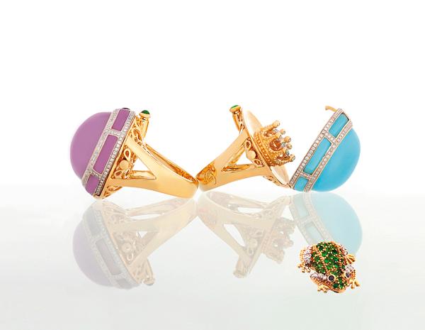 luxusschmuck-kollektion ringe saggi frosch miniatur halbedelsteine