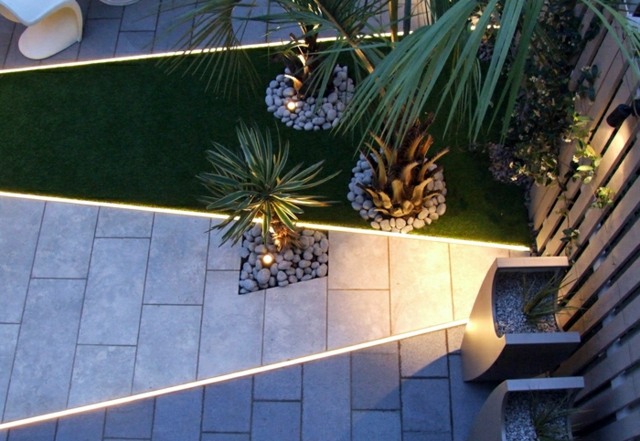 Garten Gestaltung Terrasse Boden Beleuchtung Ideen