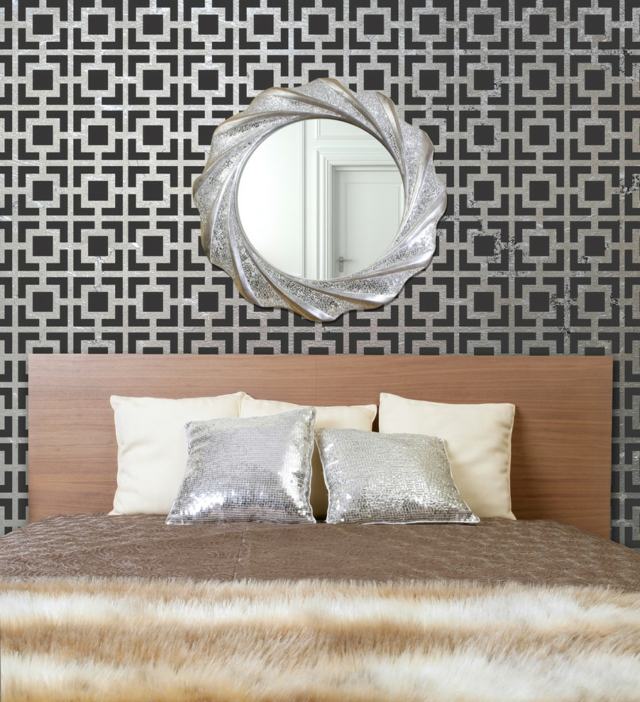 moderne Wandgestaltung Ideen geometrische Muster Schlafzimmer einrichten dekorieren
