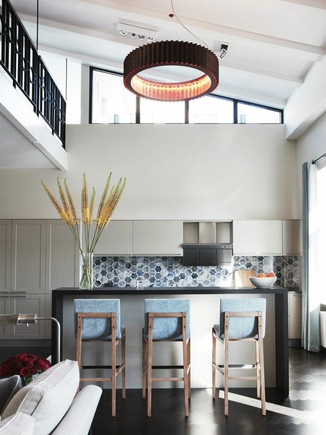 Fliesen blaue Farbe Muster Küche neu gestalten Ideen
