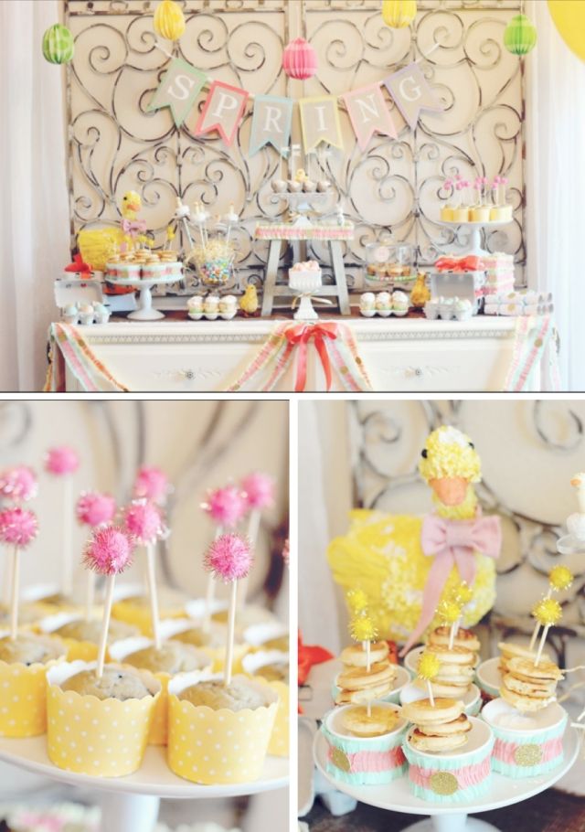 osterndeko party ideen cupcakes gelbe muffinförmchen frühling