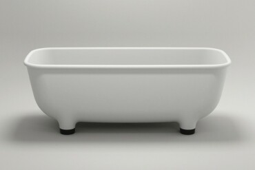 puristische weiße Badewanne modernes Design schwarze Beine