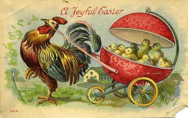 grußkarten vintage retro postkarten-busch-1900 ostern-karten ideen 