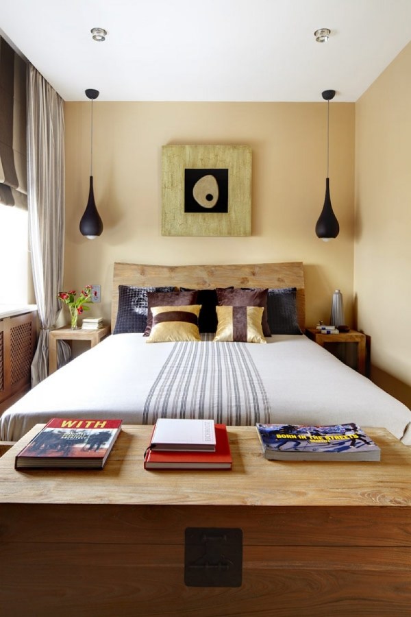 rustikales Bett-schlafzimmer einrichtungsstile eklektik Pendelleuchten