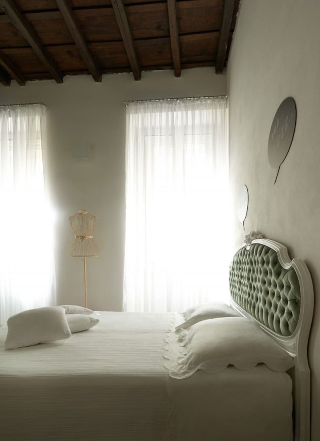 schlafzimmer-französisch romantisch gesteppter bett kopfteil