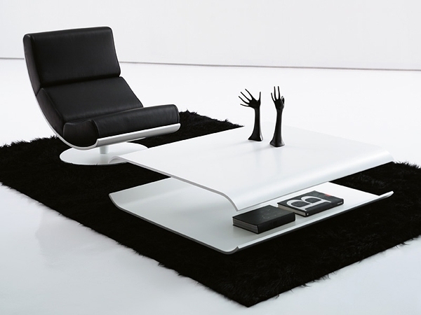 schwebende tischplatte-weiß glanz-Elipse schwarzer Teppich