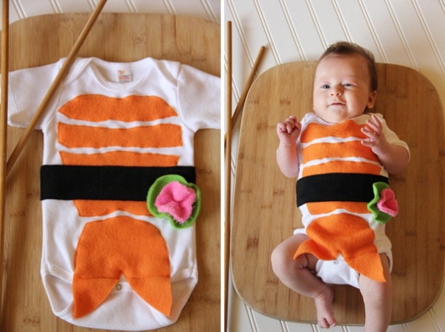 selbstgemachte-Faschingskostüme-sushi baby kostüm serviertablett