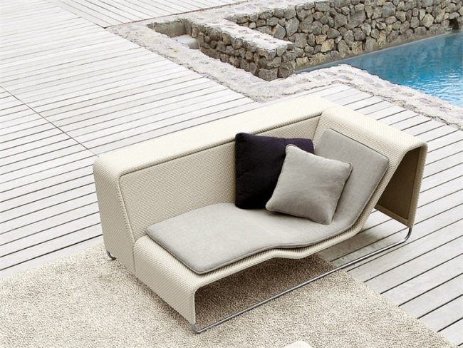 sonnenliege design lounge garten terrasse creme gepolstert Paola Lenti Island