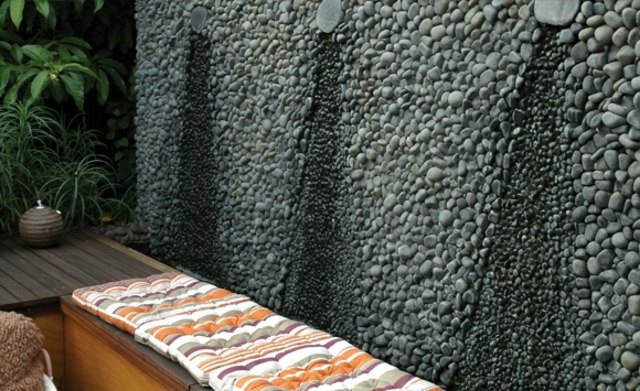 textur design modernen gartengestaltung wand schwarz steine deko
