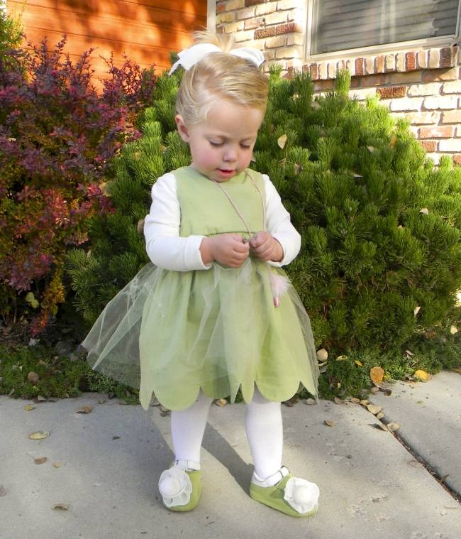 tinkerbell kostüm fasching idee kind kleid pantoffeln