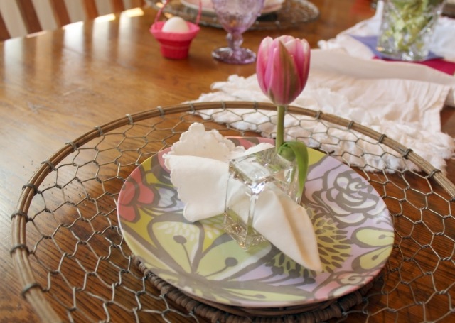  Ideen zu Ostern frühling tischset netz holz ring teller tulpen teller blumenmuster