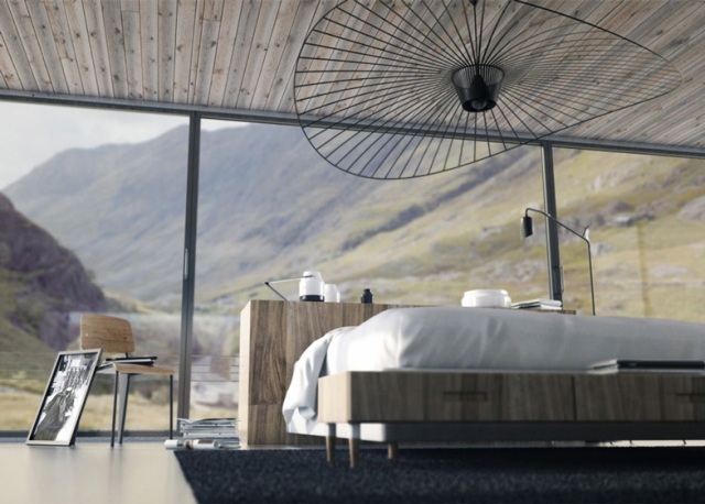3d visualisierte renderings stelzenhaus-modernes schlafzimmer 