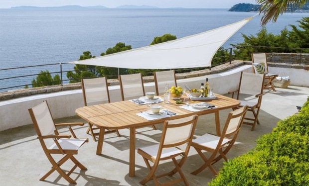  Design ausziehbarer Tisch klappbare Stühle Eichenholz