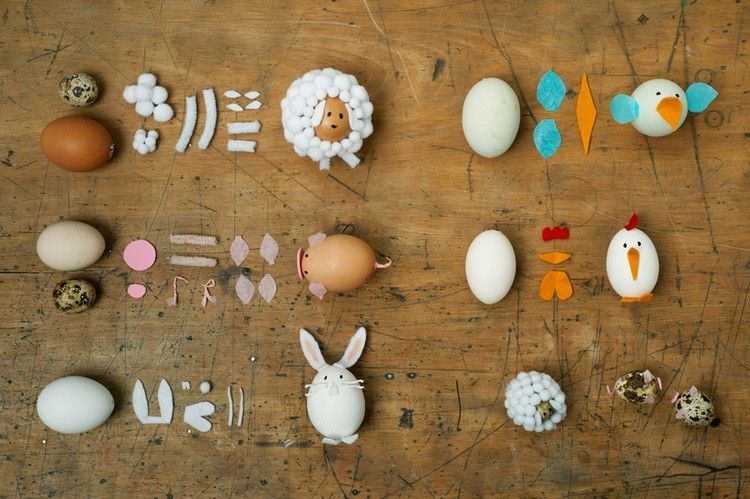 Bastelidee zu Ostern für Kinder tiere-filz-watte-bekleben