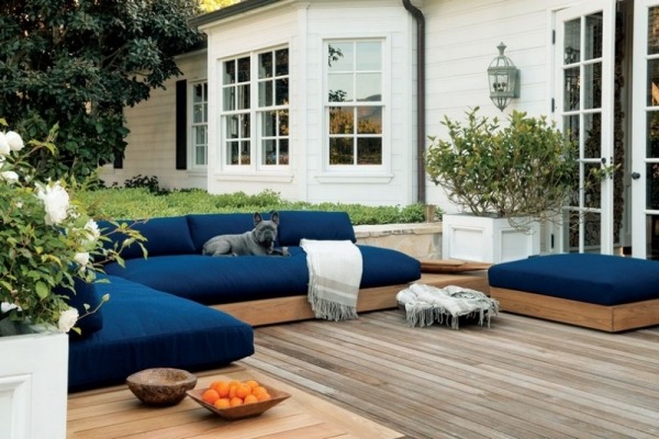 Blau gepolstert-Modernes Sofa-set indonesisches teakholz
