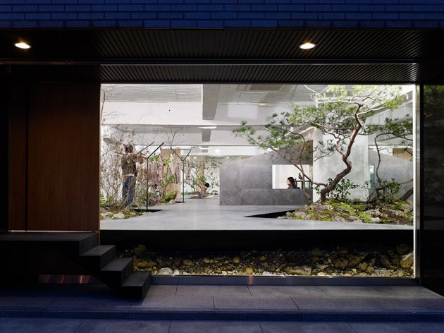 empfangsraum Japan Gestaltung Ideen Steingarten Bonsai Baum