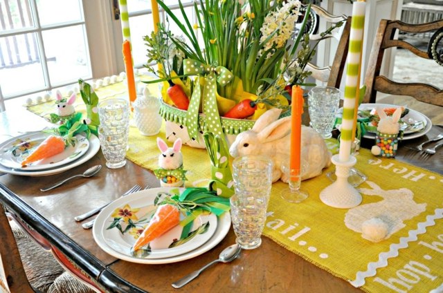machen Tisch Osterhase Figuren Karotten Zuckertüten