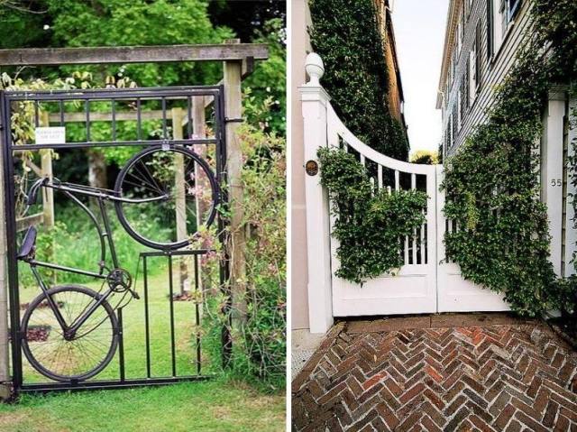 Upcycling ideen-Fahrrad Gartentore ideen weiß aus Holz-klassisch