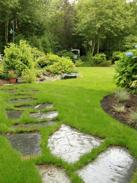 outdoor Landschaft-Ideen Rasenfläche Gartenweg-romantisch