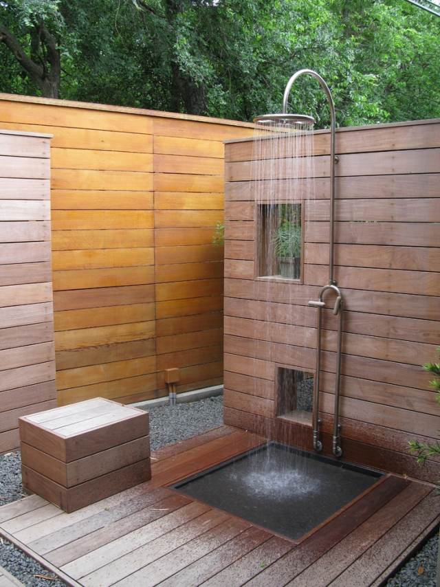 Edelstahl begehbare Dusche für den Garten-Sichtschutz  wand bauen