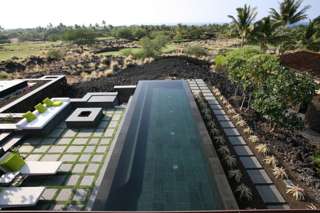 garten Pool-Kona Residenz blick auf vulkanische-Berge hawaii