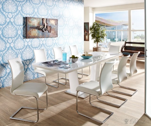 Esszimmer ideen Möbel-Design Auszugstisch-Yemon weiße Stühle modern