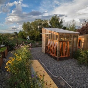 Gartengestaltung Holz-Pavillon Garten-gewächshaus feuerstelle offen