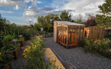 Gartengestaltung Holz-Pavillon Garten-gewächshaus feuerstelle offen