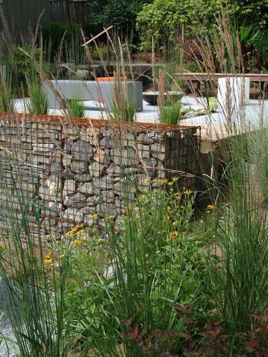 Gartenmauer Gabionen ideen effektiver sichtschutz-umrandung